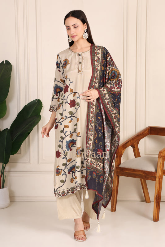 Ivory Kalamkari Muslin Suit